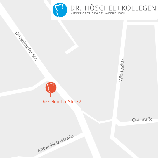 Link zu Google Maps: Meerbusch, Düsseldorfer Str. 77, Dr. Höschel & Kollegen